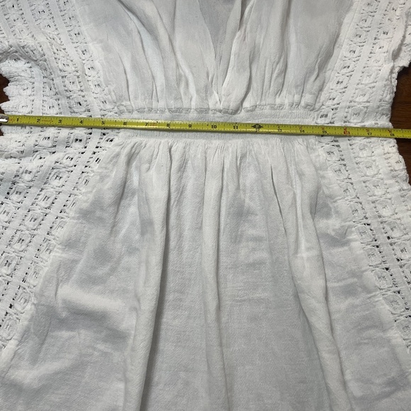 Seaspice Resort Wear Boho Fairy White V-Neck Tunic Top with Lace Medium - Picture 7 of 8